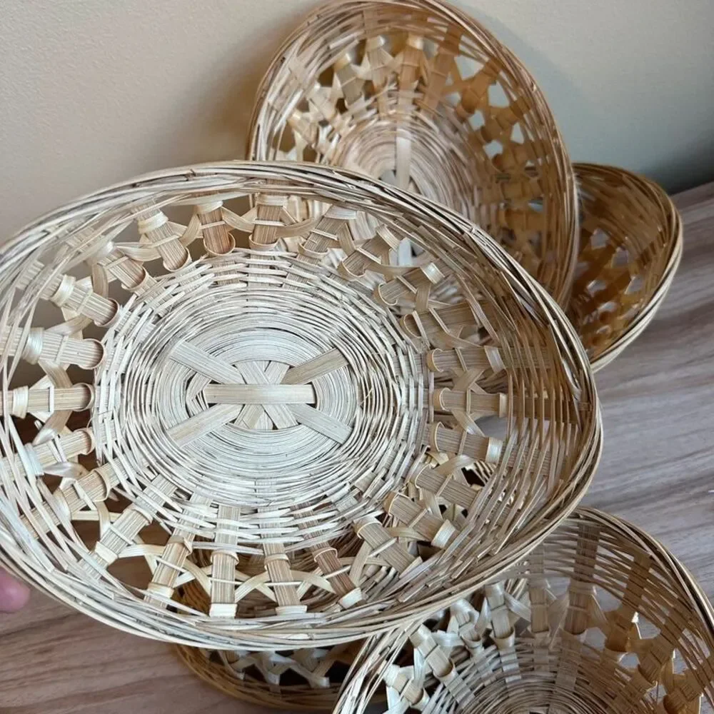 Antiquewise 5 Bamboo Oval Gift Baskets Thanksgiving Holiday decor gift
